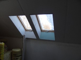 zabudowa podwójnych okien dachowych, zabudowa sufitu na poddaszy