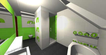 Zielone płytki we wnęce prysznicowej