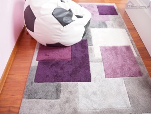 dywan turecki rumba kolorowe kwadraty szaro fioletowy