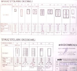 projekt wykaz stolarki okiennej archiskowronek