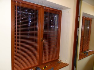 żaluzje drewniane, aluminiowe pod kolor drewnianej stolarki okiennej