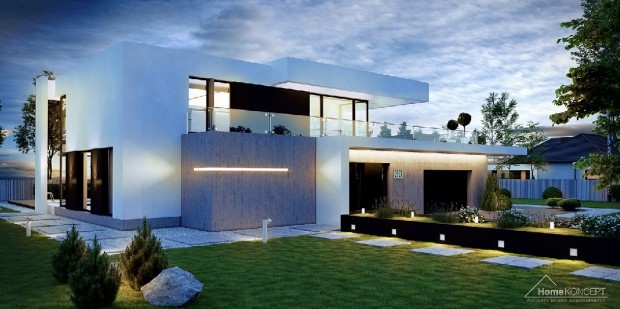 nowoczesny projekt domu z płaskim dachem