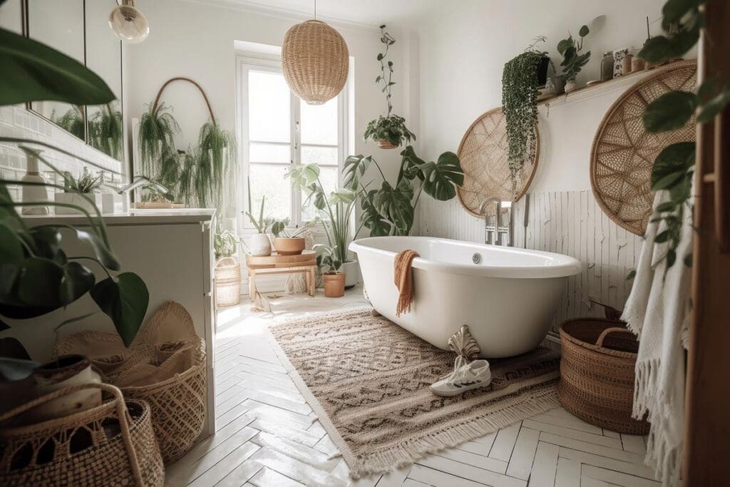 łazienka w stylu boho